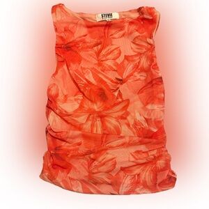 Steve Madden Orange Floral Tank Top